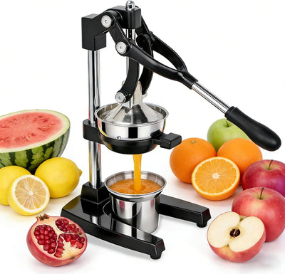 Exprimidor hierro fundido para cítricos taza acero inox negro