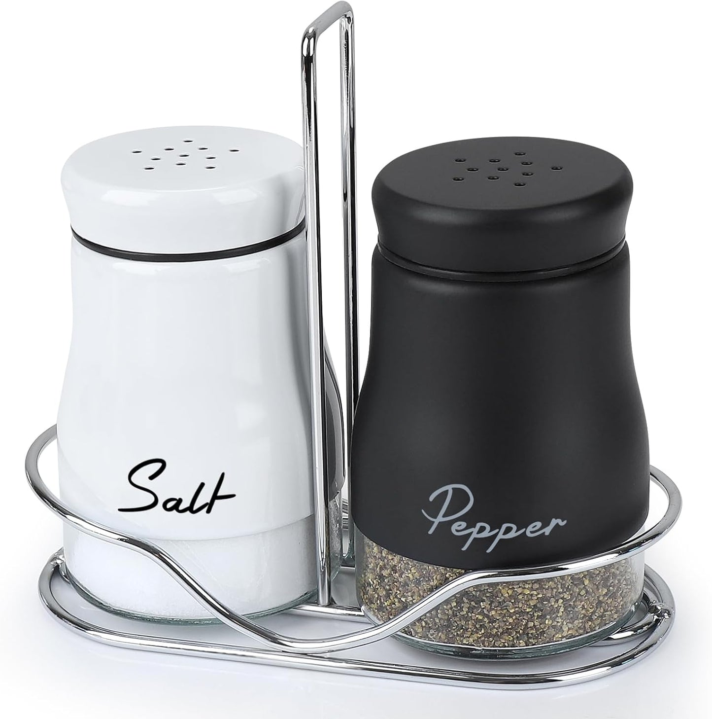 Juego de saleros y pimenteros con soporte de 5 oz para cocina
