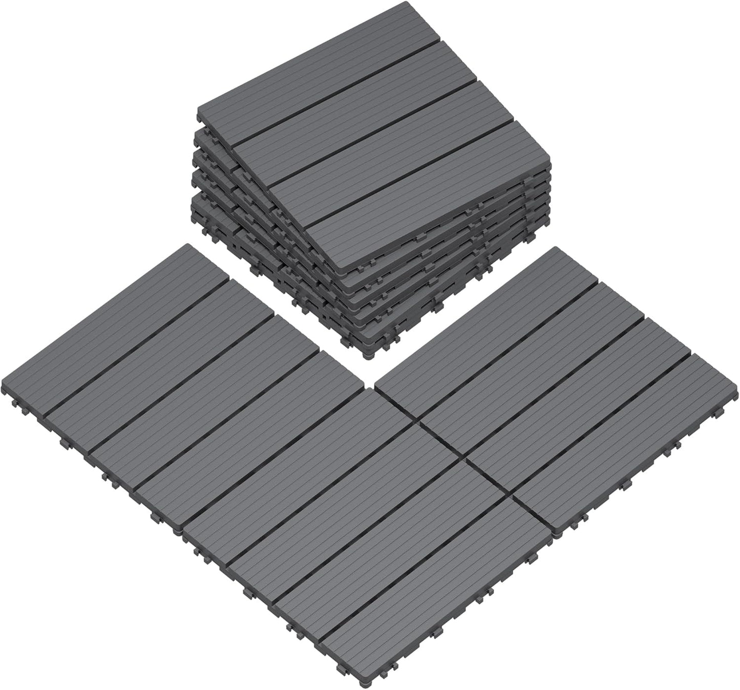 9 Azulejos Plástico Terraza 12x12pulg Impermeable Gris