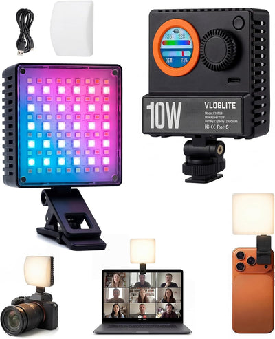 Luz LED portátil 10W RGB con clip para selfie y vlogging