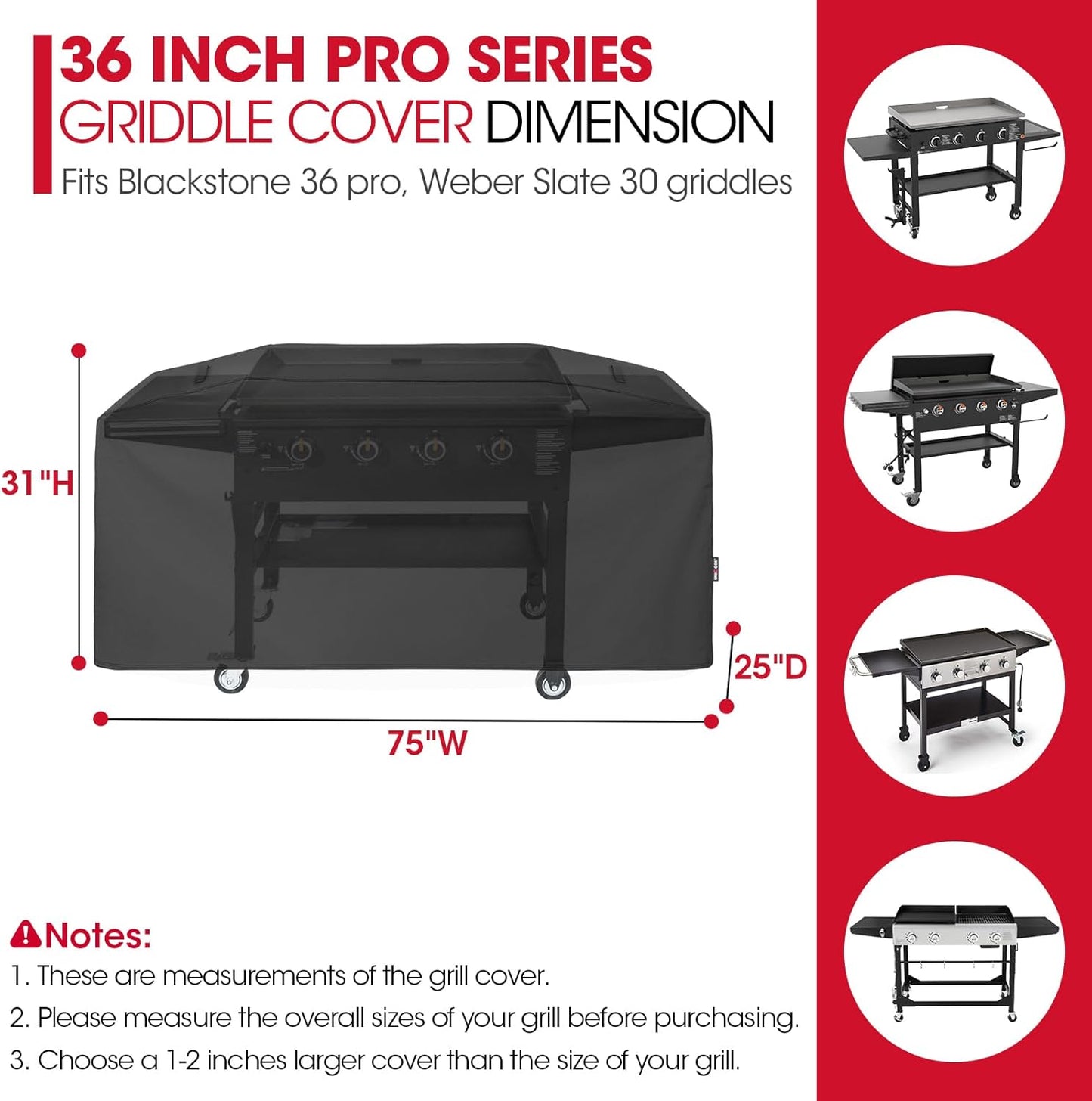 Cubierta parrilla Blackstone 75pulg con capucha resistente