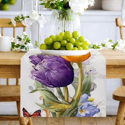 Camino de mesa floral de tulipanes 13 x 72 pulgadas decoración rústica para comedor cocina y hogar