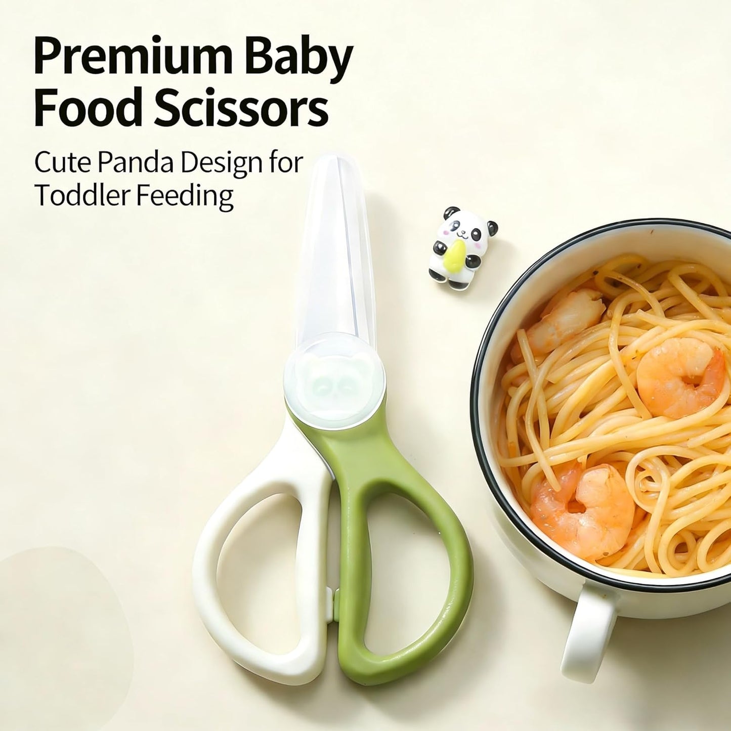 Tijeras de comida para bebés de acero inoxidable con estuche verde