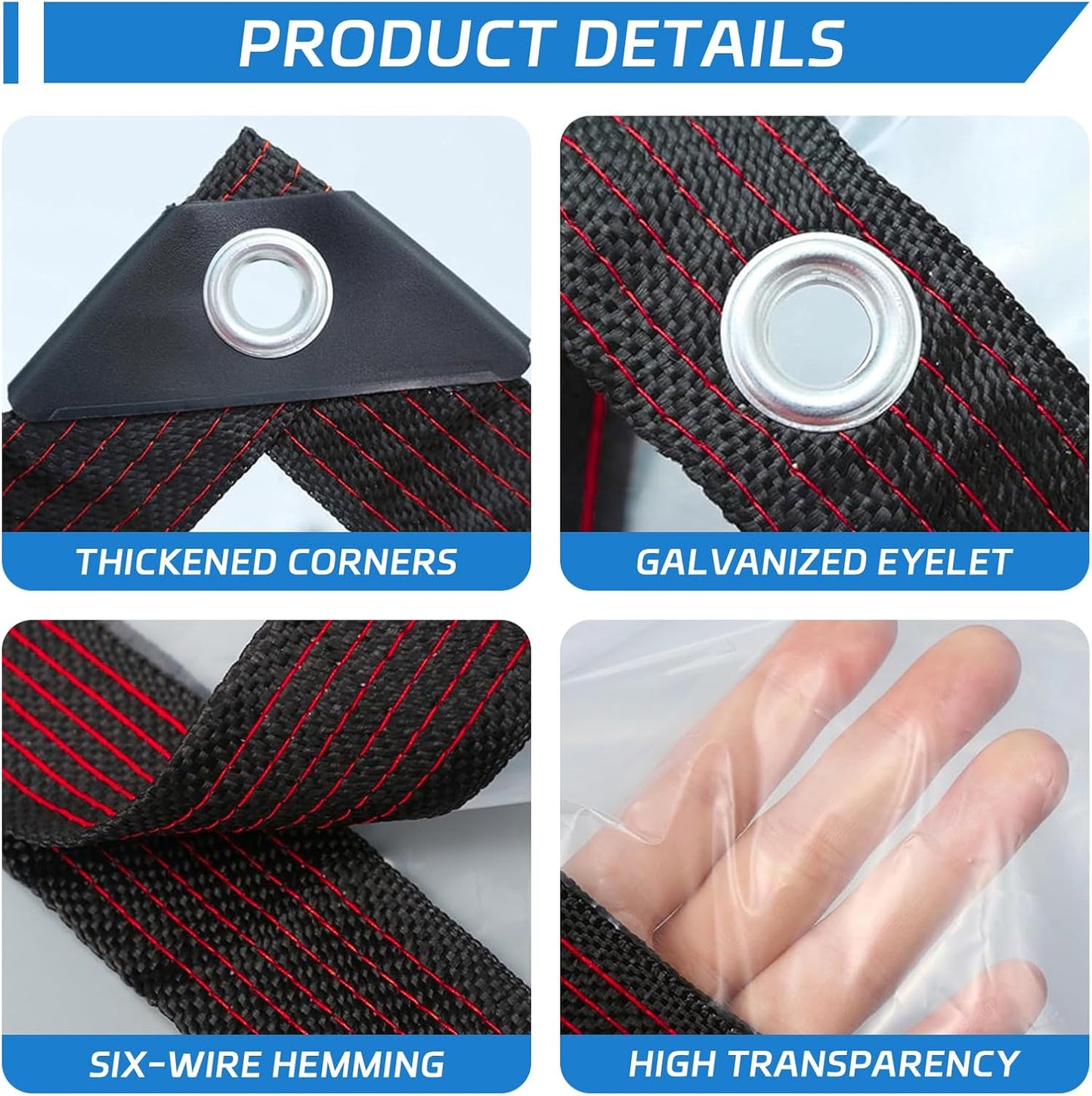 Lona transparente 8x10ft impermeable con ojales para gallinero