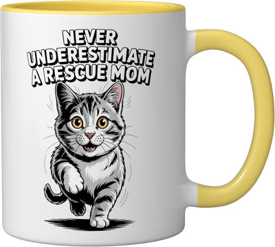 Taza Cerámica Gato Rescate Mamá Gata Amarillo Blanco