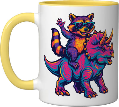Taza Cerámica T-Rex Colorida Amarillo/Blanco