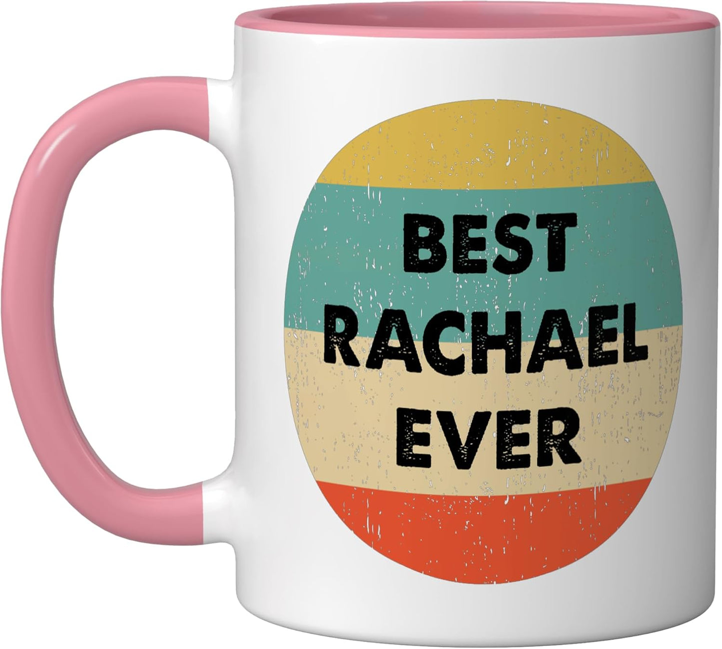 Taza cerámica Rachael Name rosa/blanca
