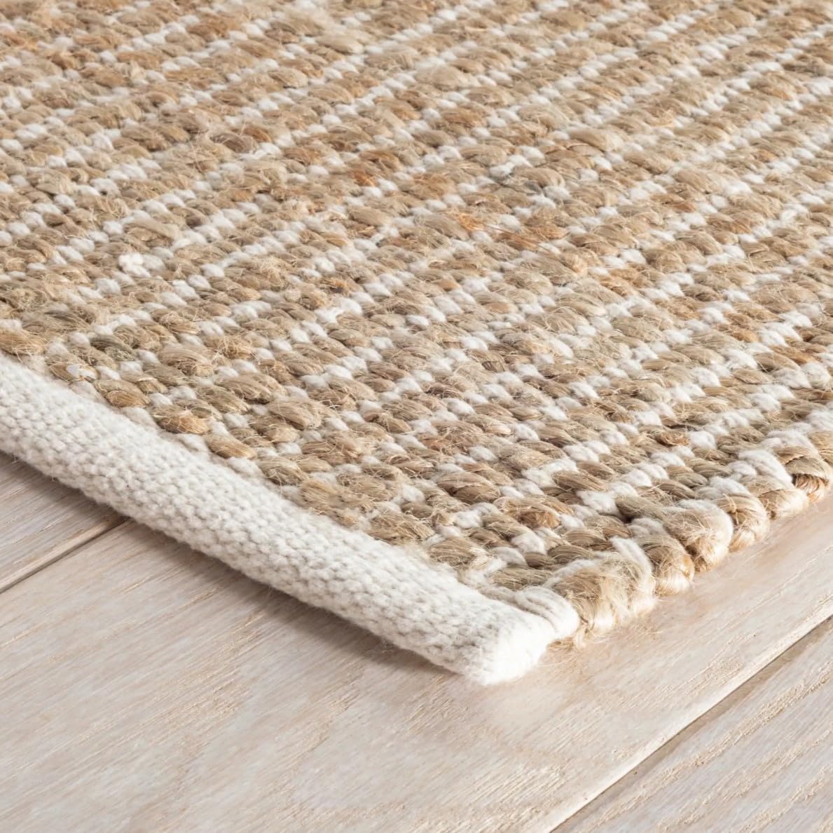 Alfombra yute tejida a mano rústica 3x5ft marfil