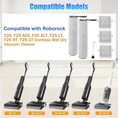 Cepillos rodillo filtros HEPA compatibles Roborock F25 6 Uds
