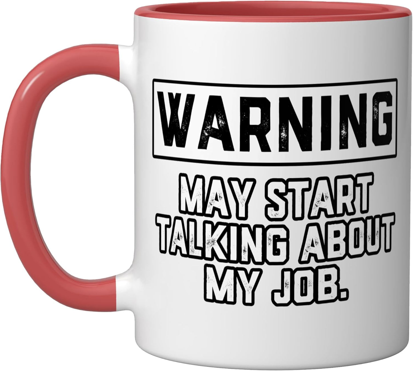 Taza Cerámica con Frase Trabajo Rojo/Blanco