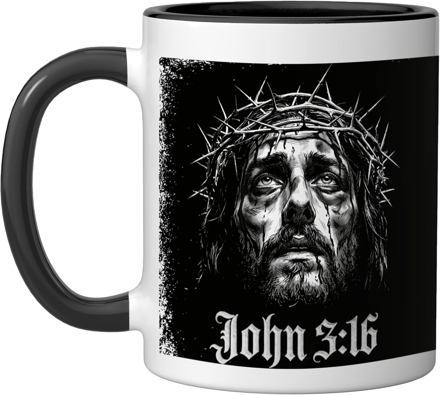 Taza Cerámica Grunge Jesus con Corona de Espinas 3:16