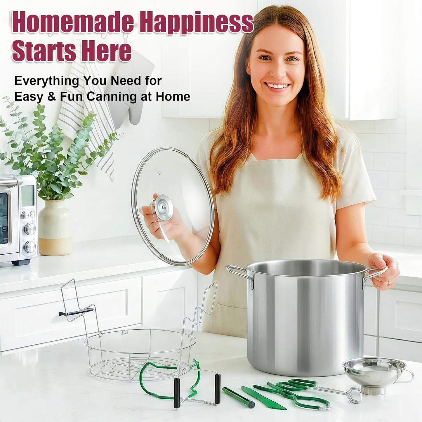 Kit olla conserva acero inox 8 pzas con tapa y herramientas