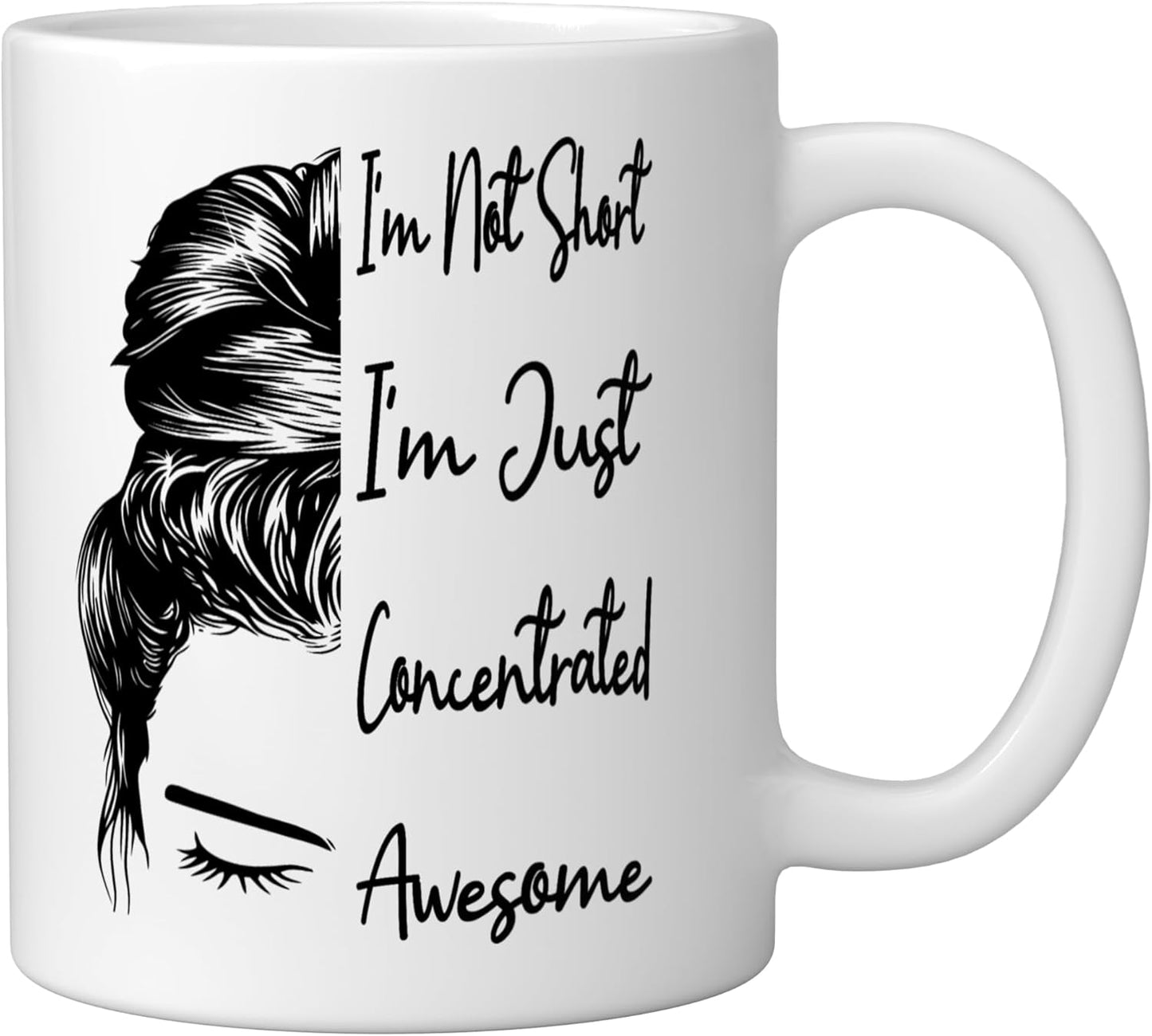 Taza de cerámica para chica alta divertida con mensaje 'No soy baja, solo estoy concentrada'