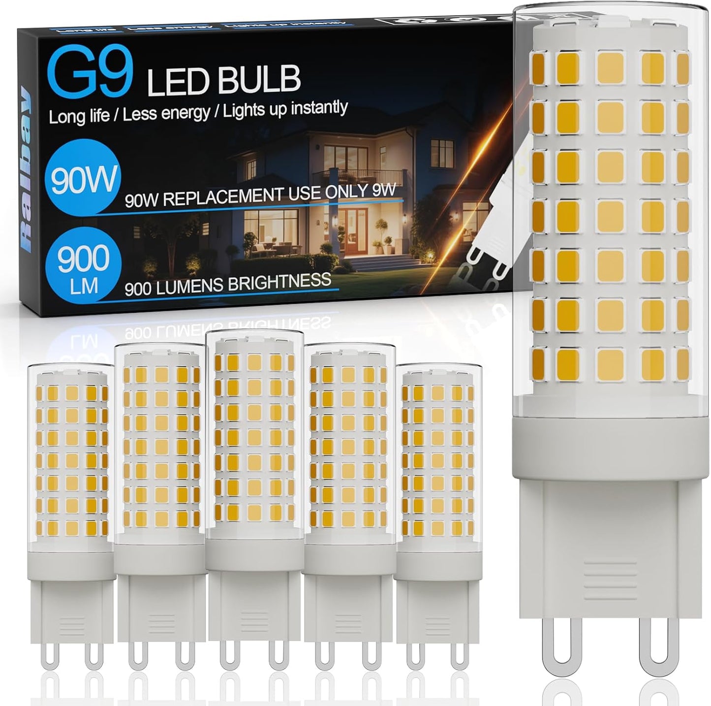 Pack 6 bombillas LED G9 regulables 9W luz blanca 900lm