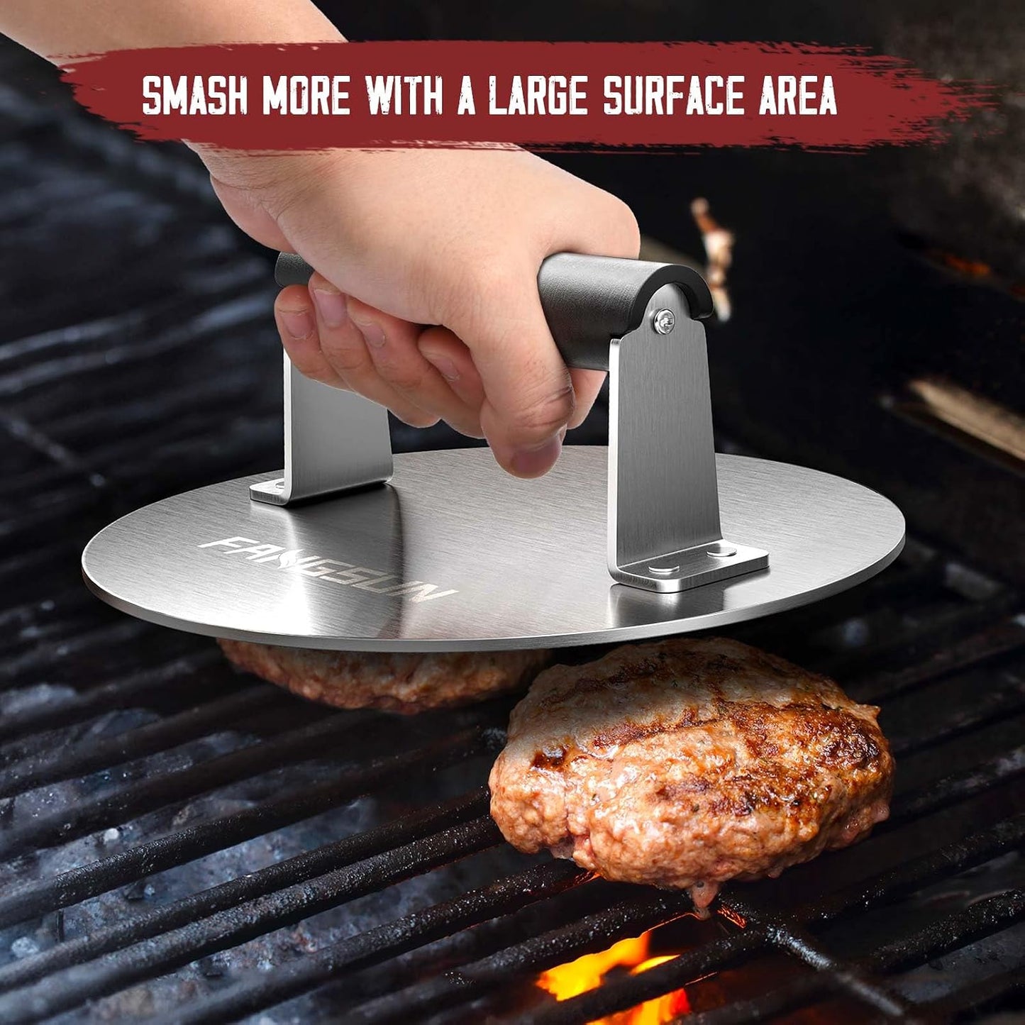 Prensa hamburguesa acero inox 8.5pulg antiadherente