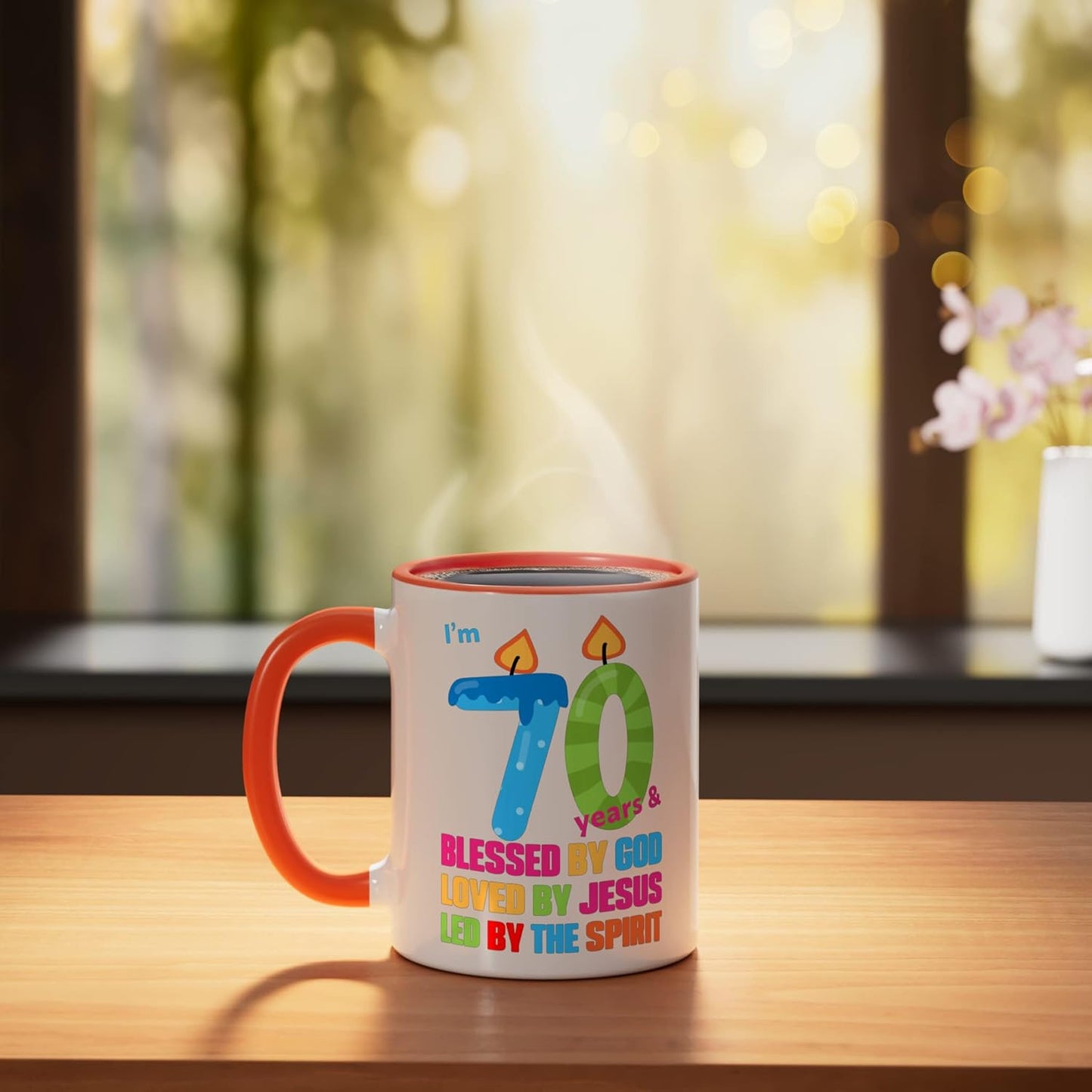 Taza Cerámica Cumpleaños 70 Años con Velas