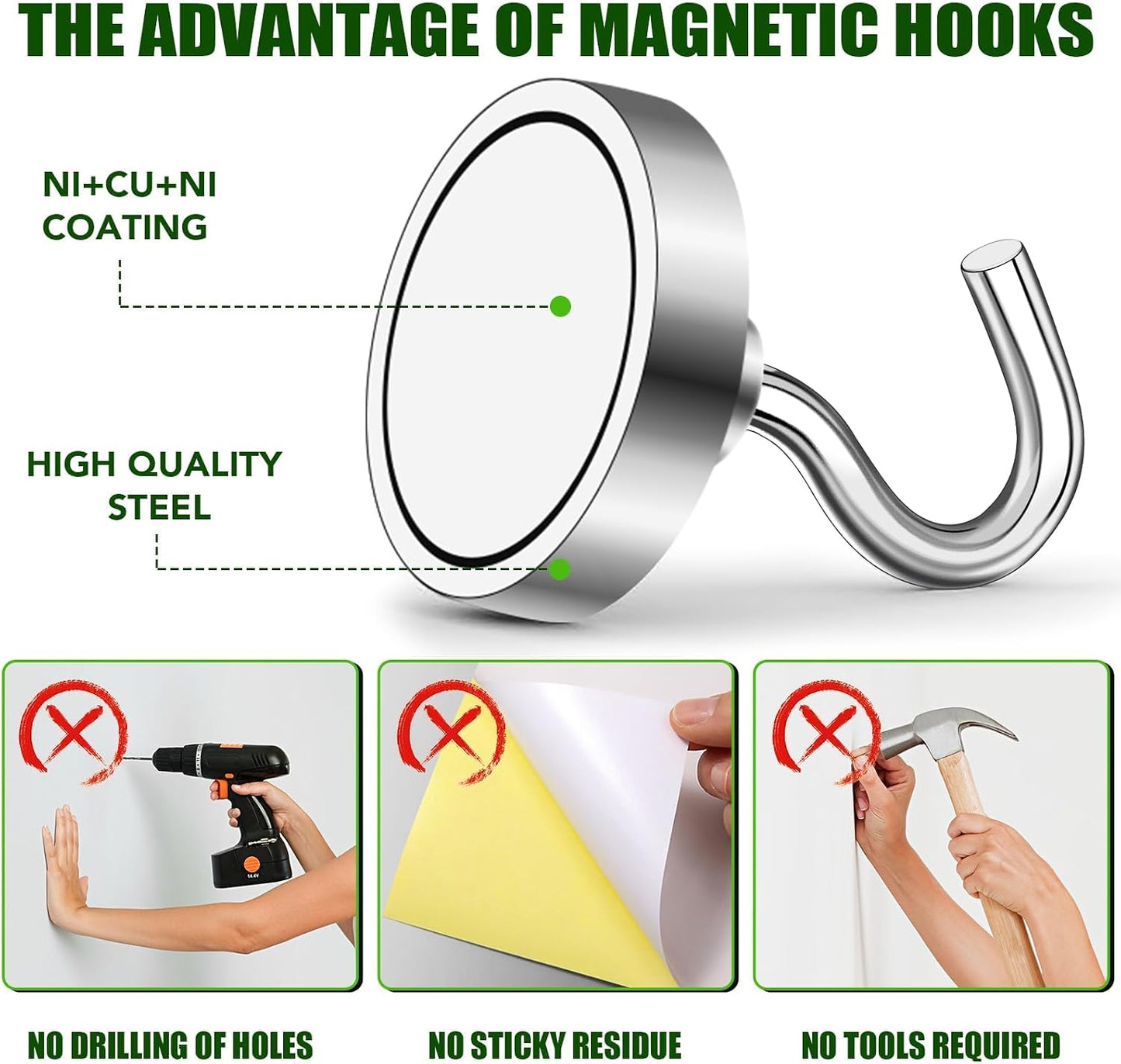 Ganchos magnéticos 170lb para cocina nevera parrilla