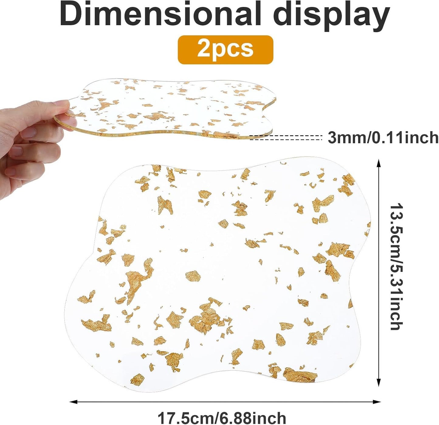 Posavasos acrílico lámina dorada forma nube transparente