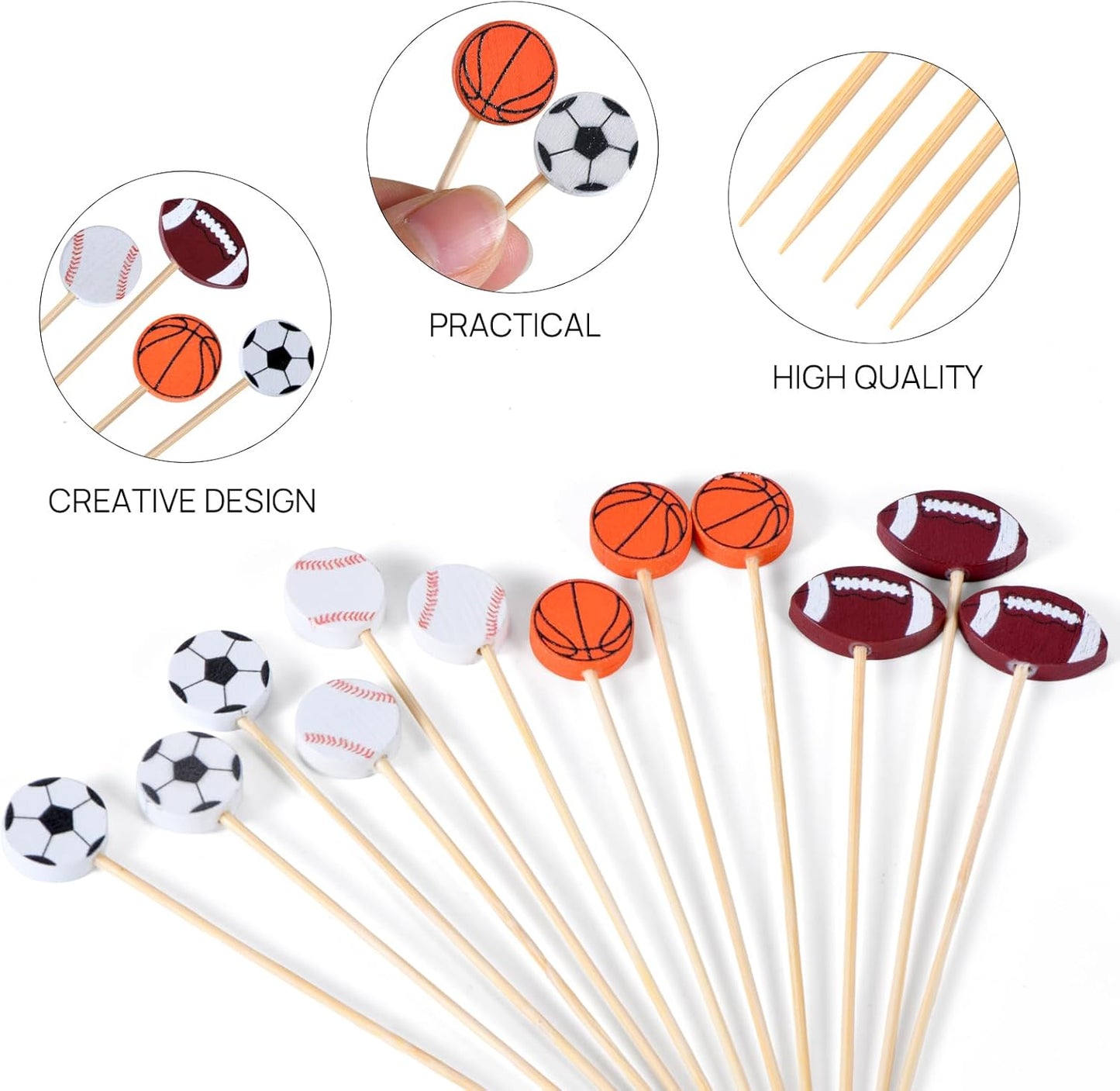Paquete de 100 palillos de dientes de baloncesto de bambú