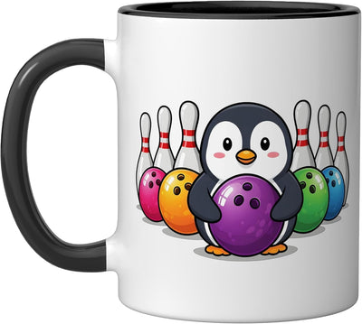 Taza de cerámica para niños con pingüinos y bolos