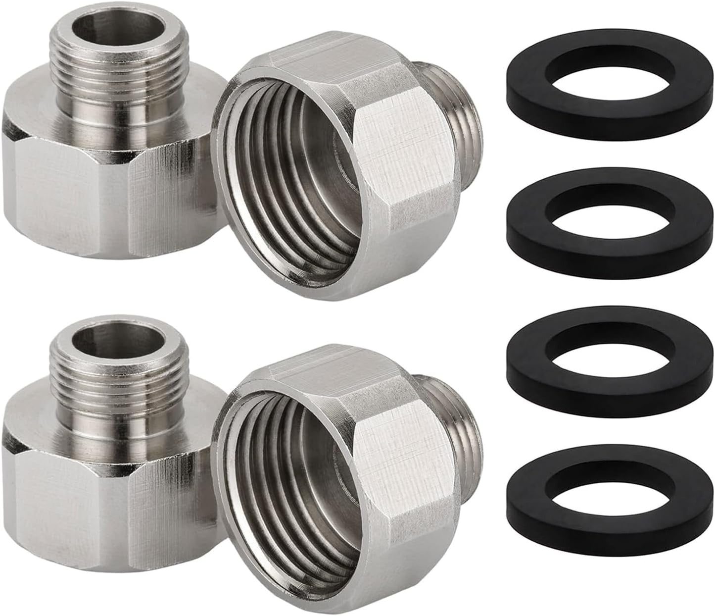 Adaptador agua acero inox 1/2 a 3/8 con juntas