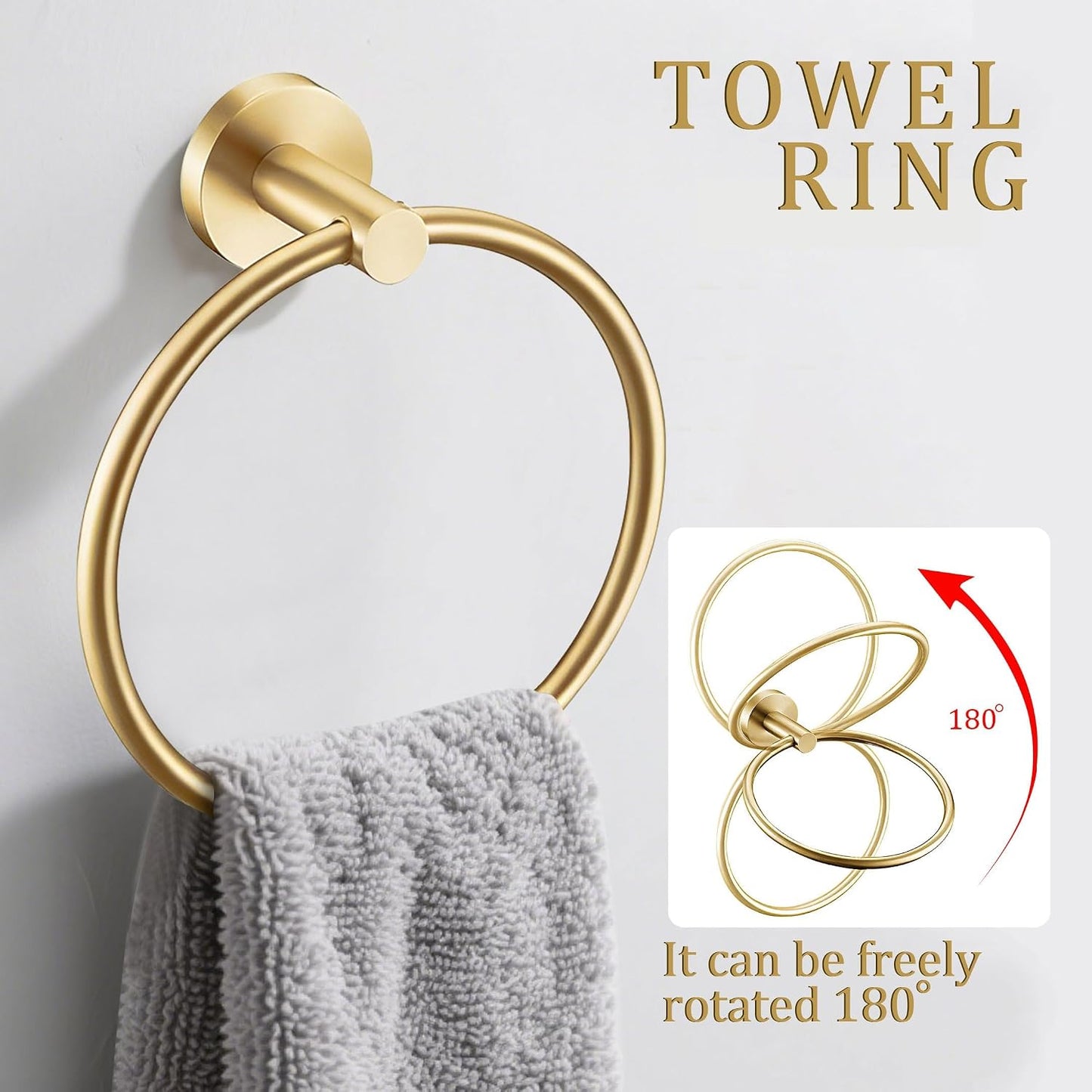 Set 6 accesorios baño oro cepillado acero inox