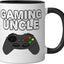 Taza cerámica para gamers divertida Gaming Uncle negra/blanca