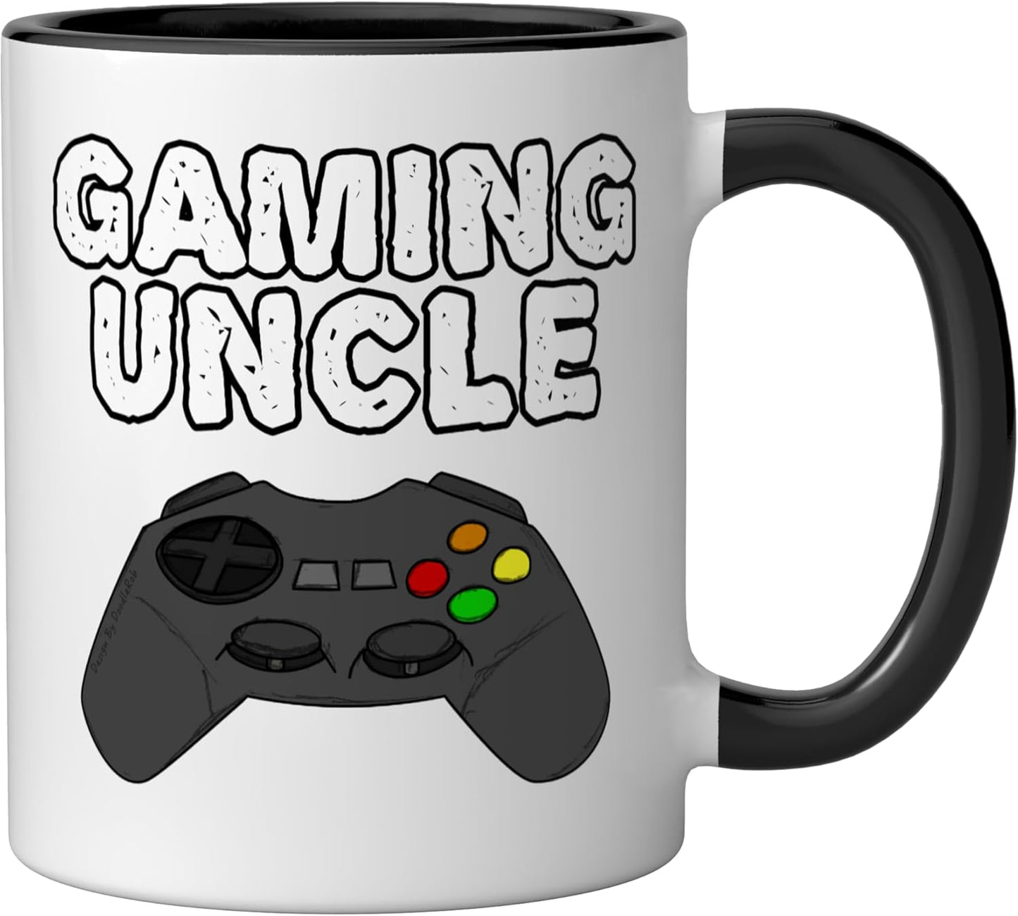 Taza cerámica para gamers divertida Gaming Uncle negra/blanca