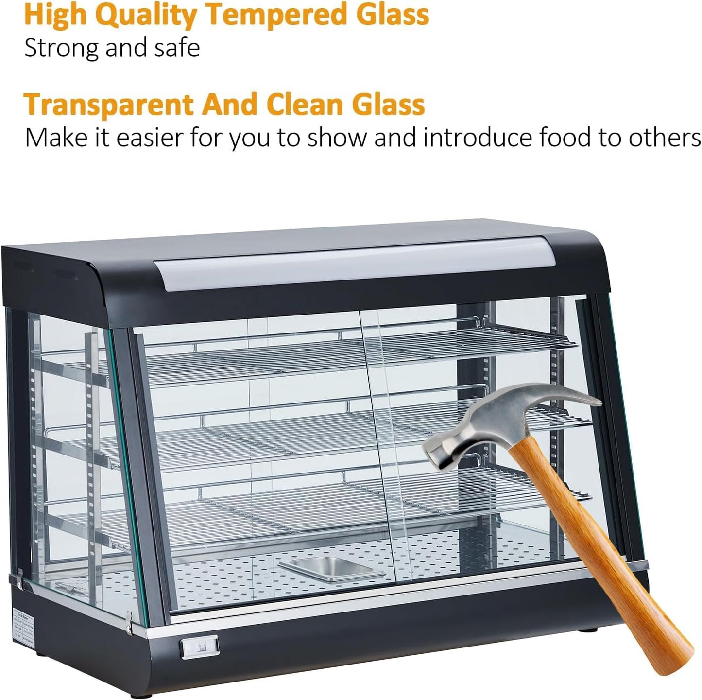 Vitrina panadería 3 niveles 800W con iluminación LED
