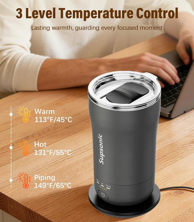 Taza de café autocalentable Supsonic de acero inoxidable 14 oz