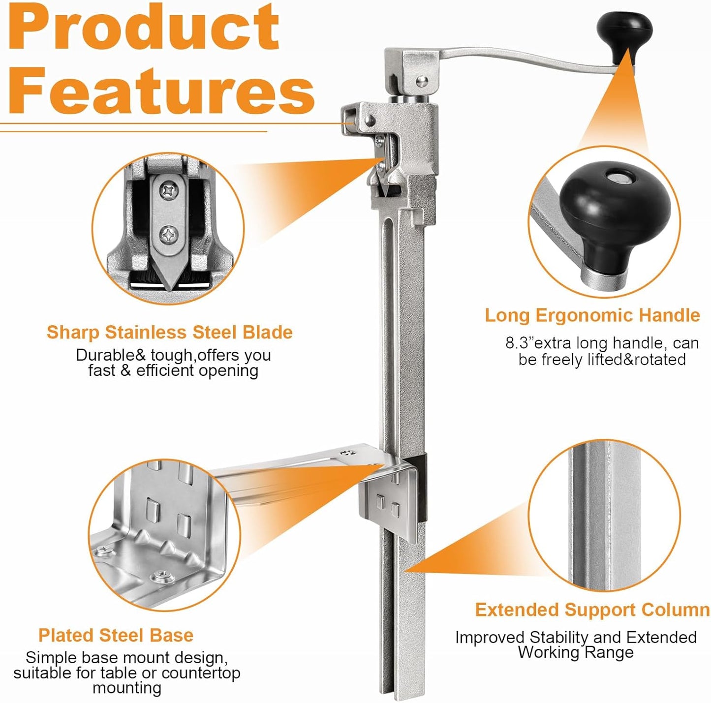 Abrelatas industrial manual con cuchillas base acero 17pulg