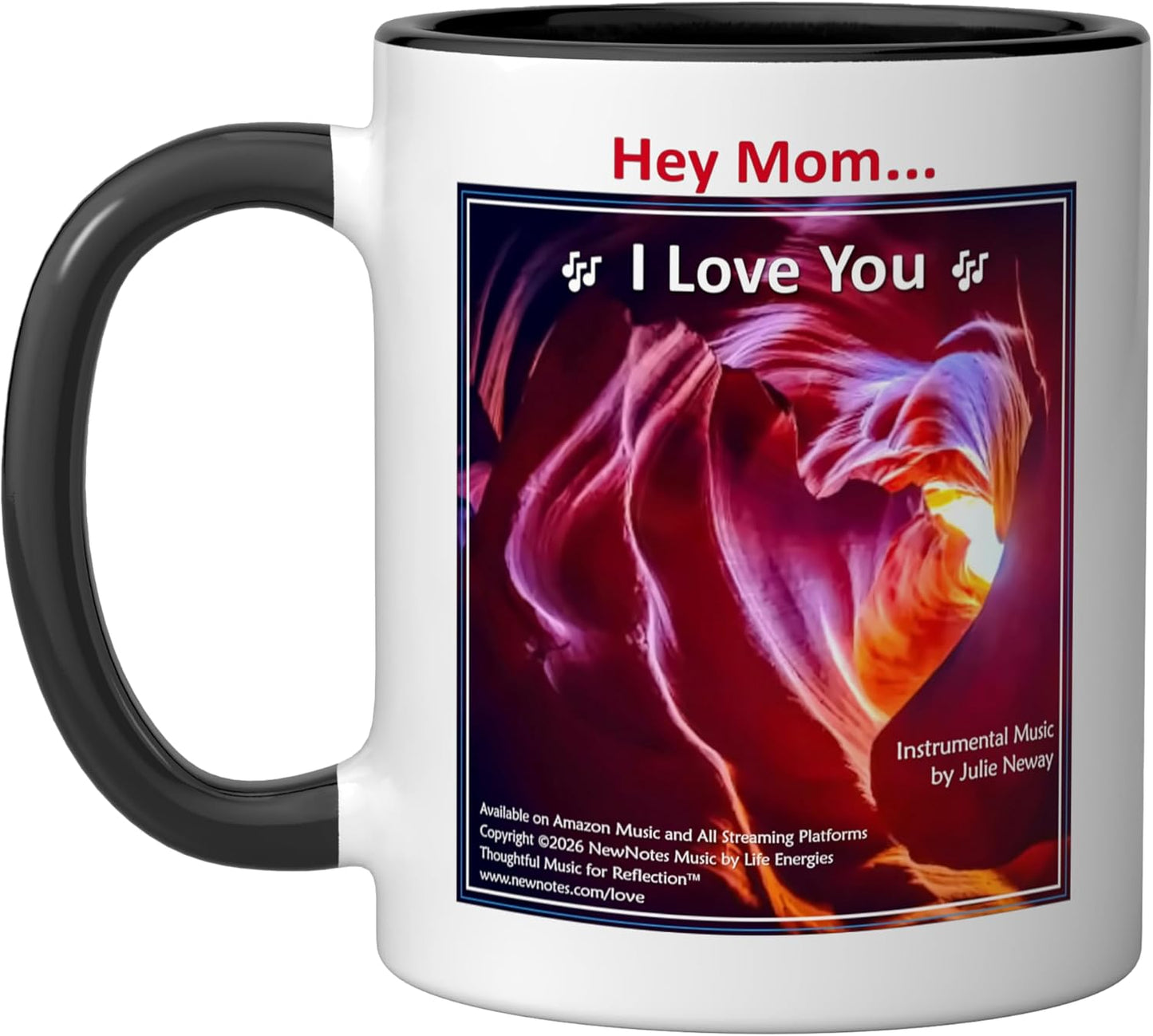Taza cerámica Mother's Day Hey Mom I Love You de Julie Neway negra/blanca