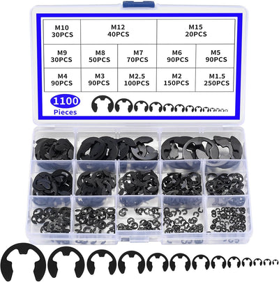 Kit anillos retención clips C y E metal negro auto