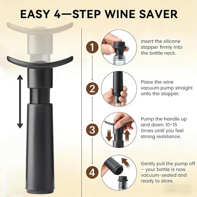Juego bomba vacío vino y 2 tapones conservador reutilizable