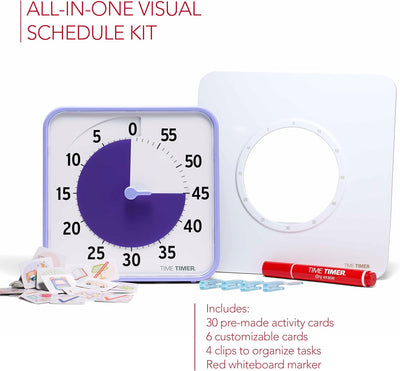 Reloj visual de 8 pulgadas con pizarra para niños y clases