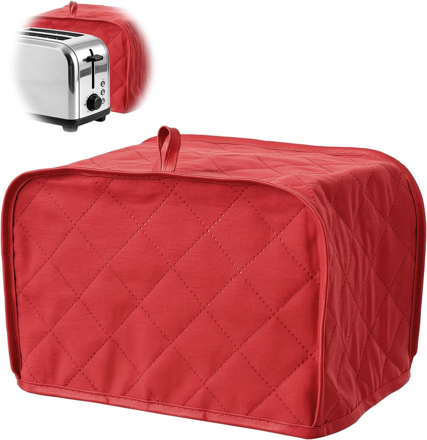 Cubierta tostadora 2 rebanadas poliéster rojo ajuste universal