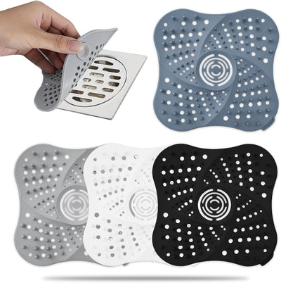 4 Recogedores Pelo Ducha Silicona Ventosa Negro Blanco Gris Azul
