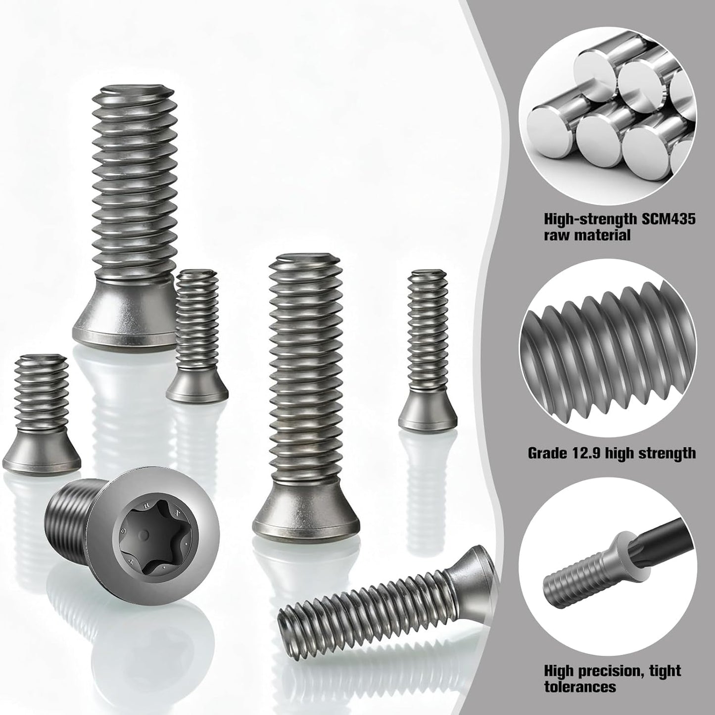 Tornillos Torx T8 M2.0 197x0.197pulg gris 10 Uds