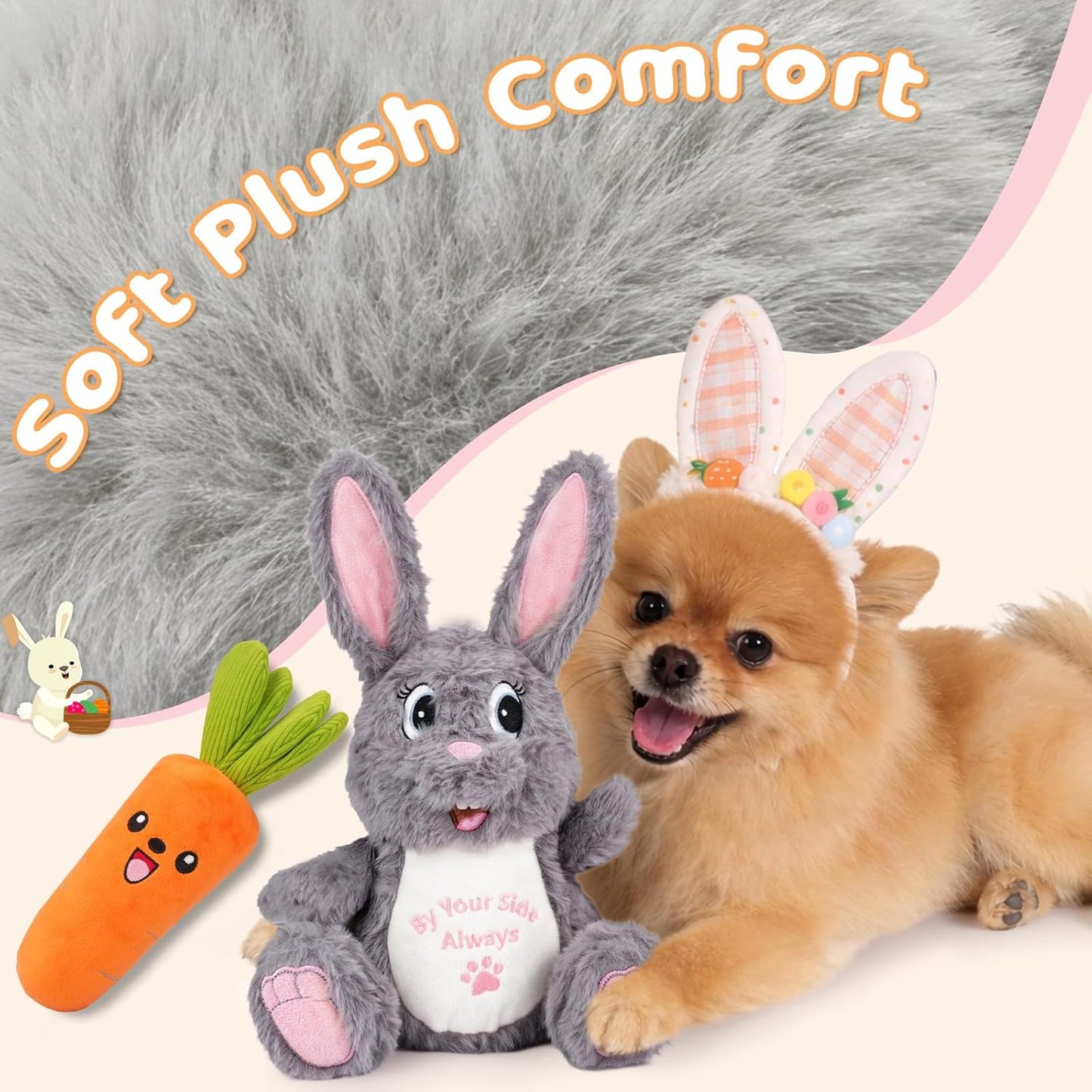 Juguetes suaves para perros con peluche conejo