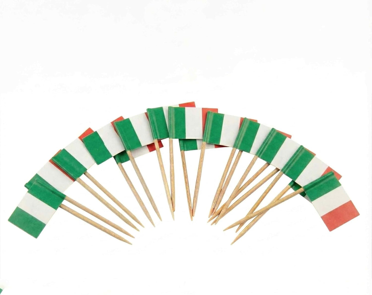 120 Palillos Bambú 2.6pulg con Banderas para Decorar Eventos