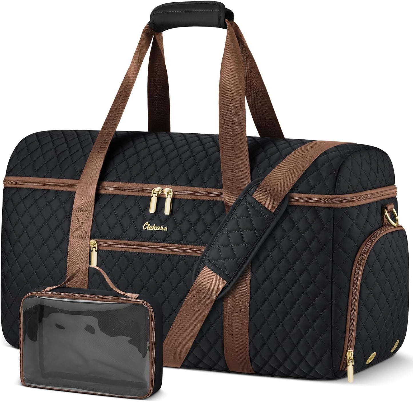 Bolsa viaje grande abierta con compartimento zapatos Negro Marrón