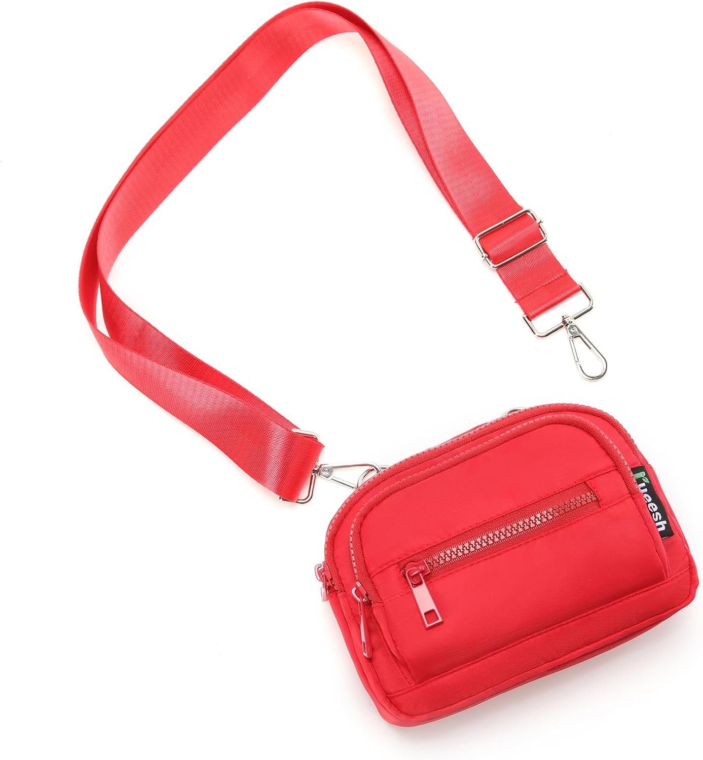 Bolsa cinturón triple cremallera mujer cangurera ligera rojo