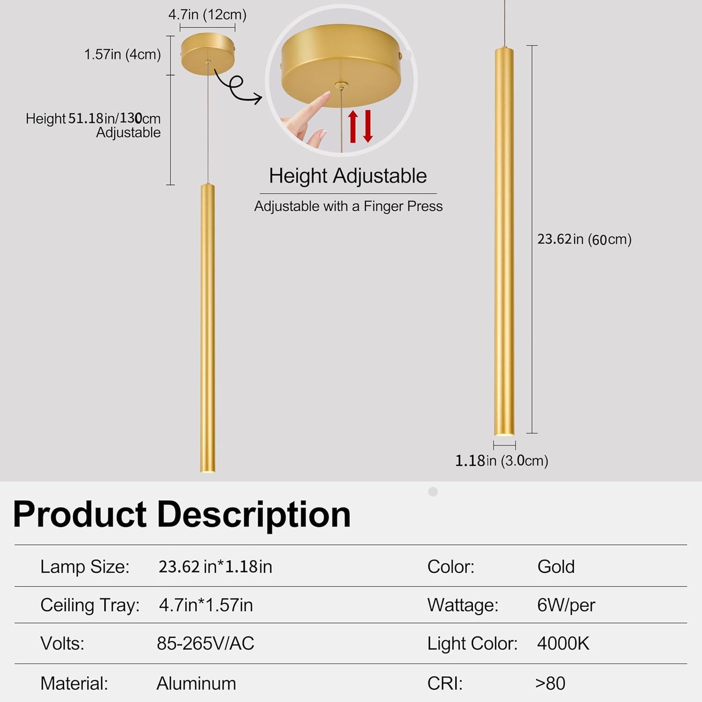 Lámpara colgante LED moderna 3 luces para cocina comedor