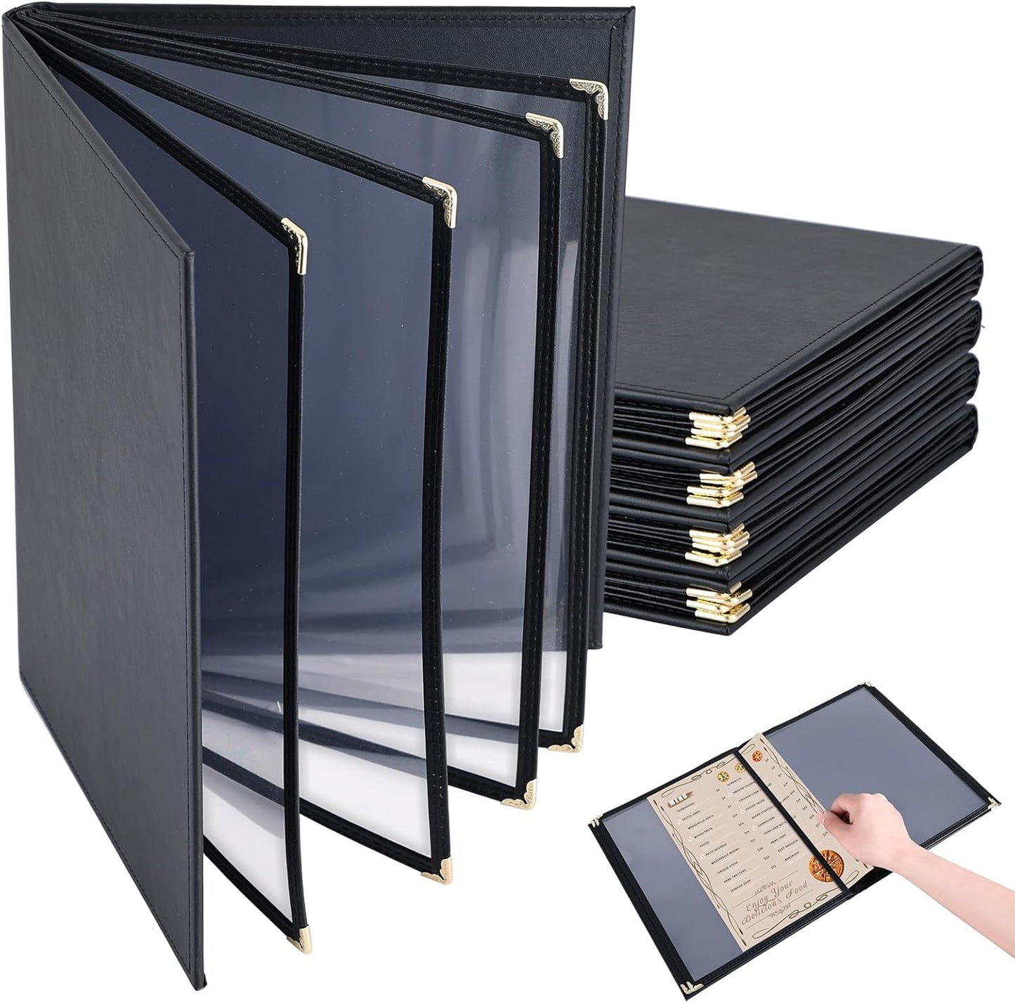 Fundas menú 8.5x11 pulg cuero sintético set 4