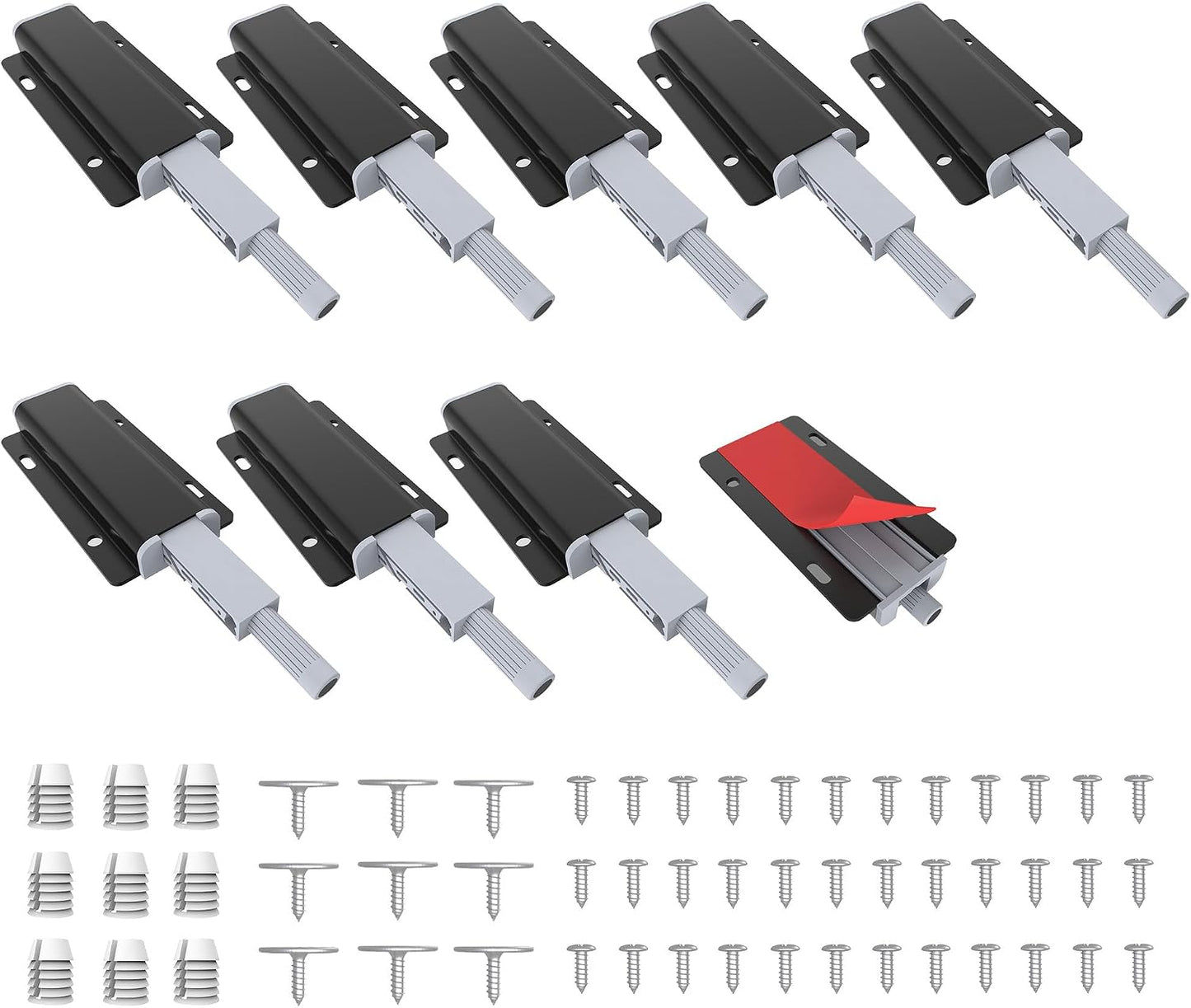 Set 9 Herrajes Gabinete Negro Cierre Táctil Magnético