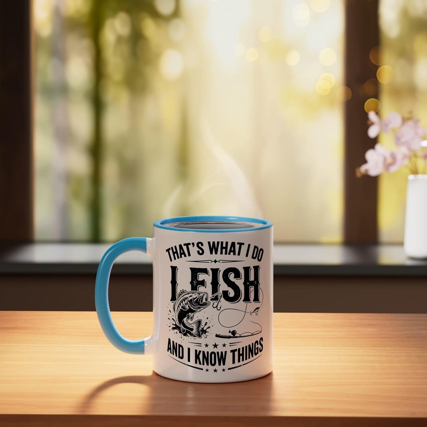 Taza Cerámica Pesca Humorística Azul/Blanco