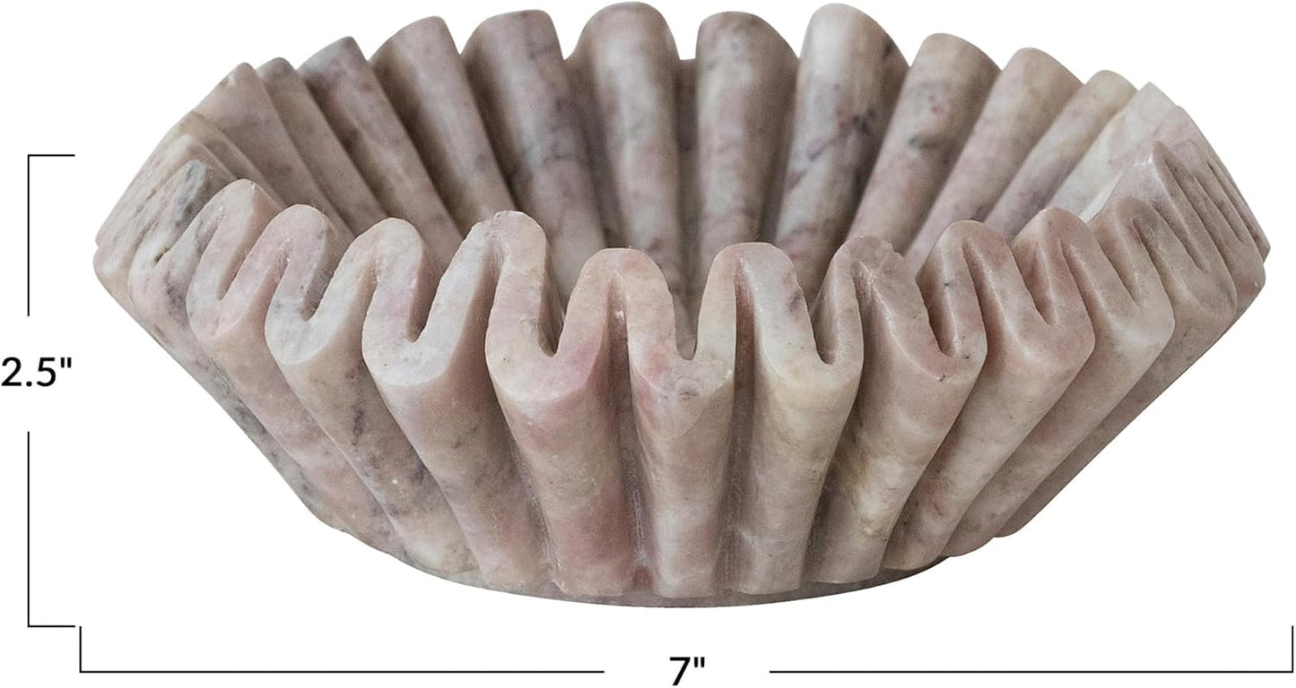 Plato redondo acanalado mármol rosa