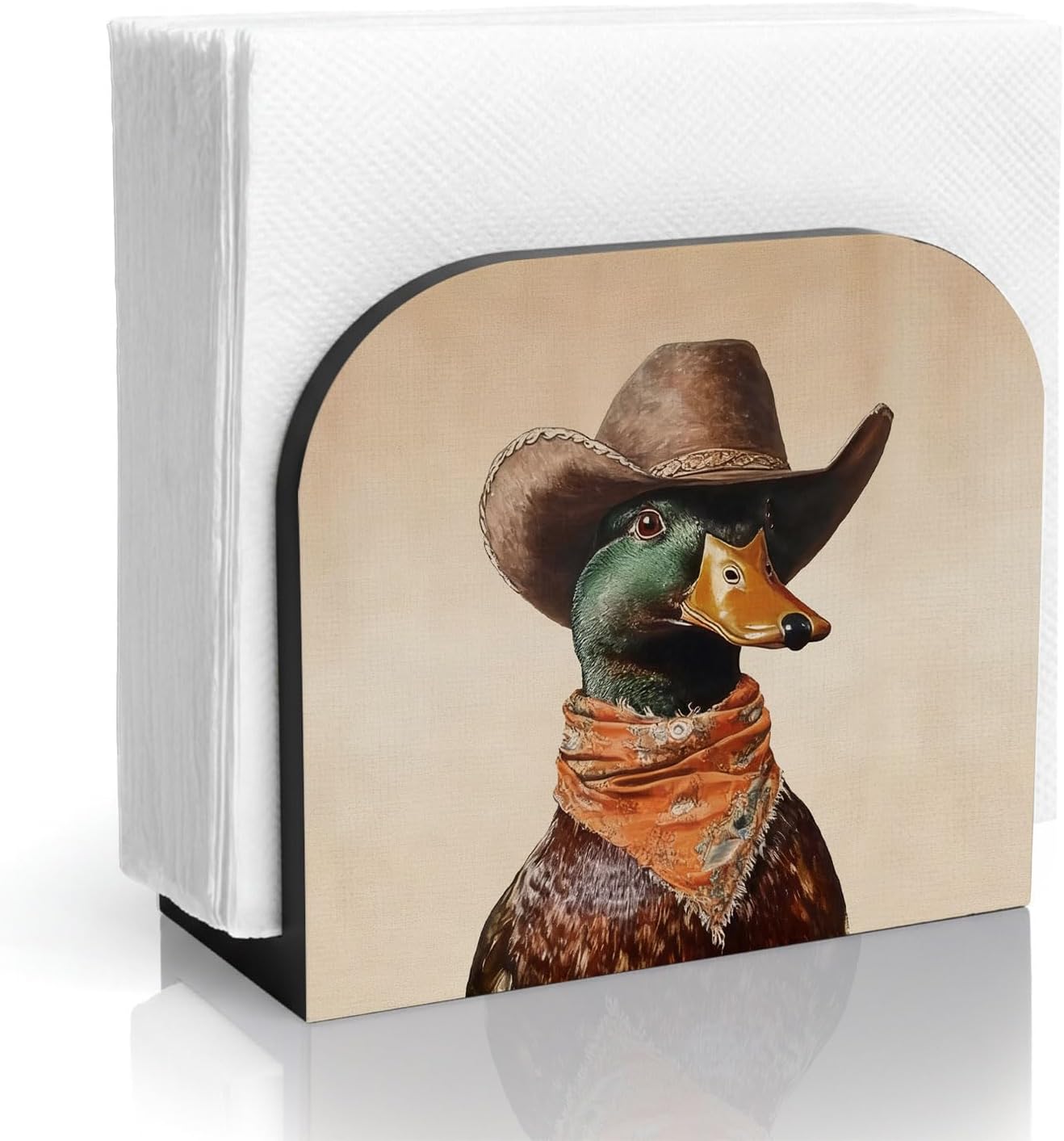 Servilletero de madera de pato mallard vintage para mesa cocina