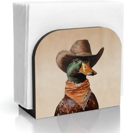 Servilletero de madera de pato mallard vintage para mesa cocina