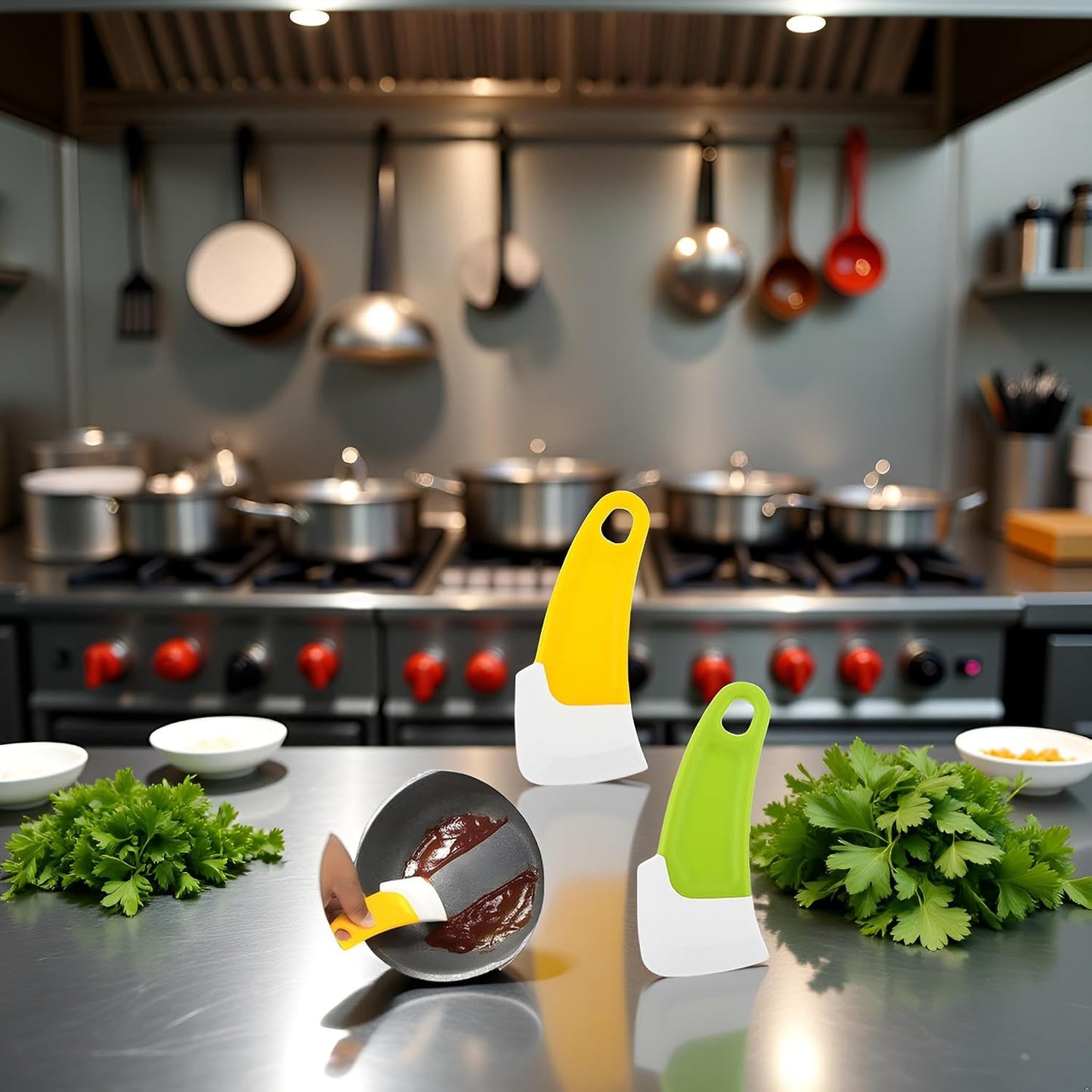 2 Raspadores Silicona Verde Amarillo Antiadherente Cocina